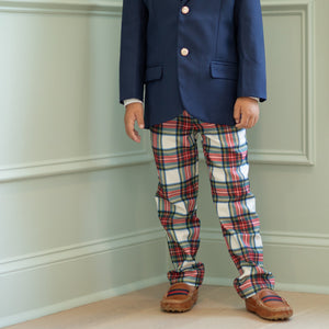 Classic boys’ holiday trousers in traditional Townsend Tartan with red and green plaid – perfect for family photos and festive occasions