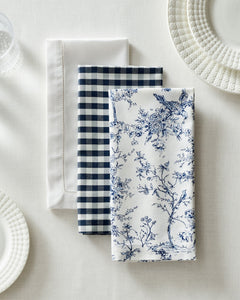 Signature Twill Napkins in Navy French Ticking, Set of 4