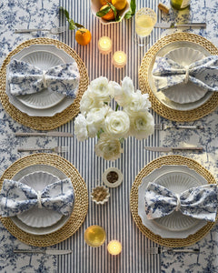 Signature Twill Napkins in Navy French Ticking, Set of 4