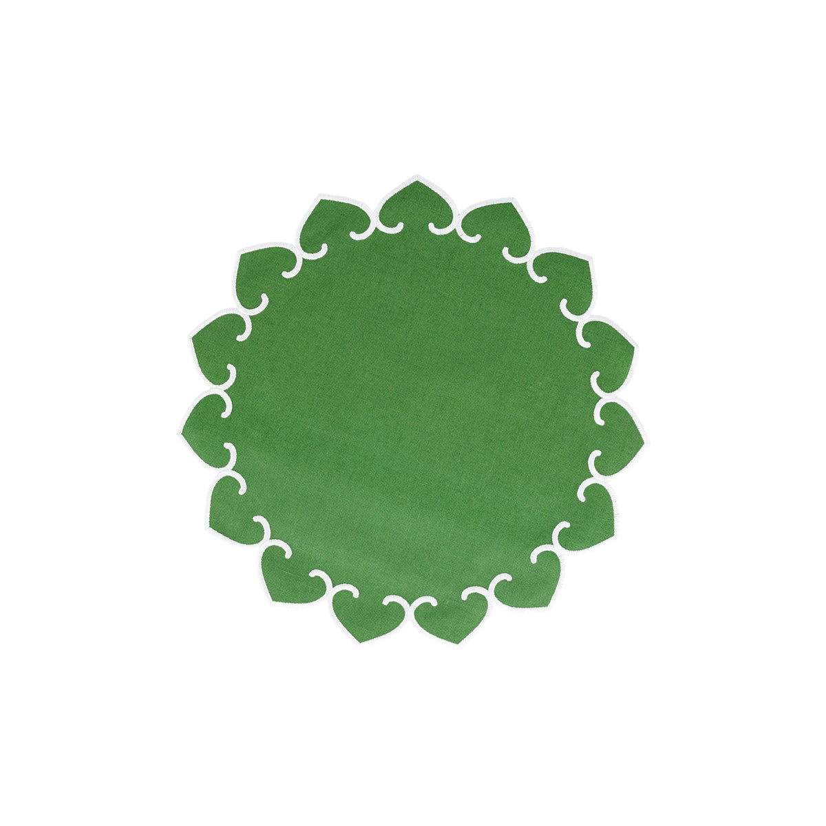 Tessuti Cornflower Round Placemats with White Stitching, Set of 4
