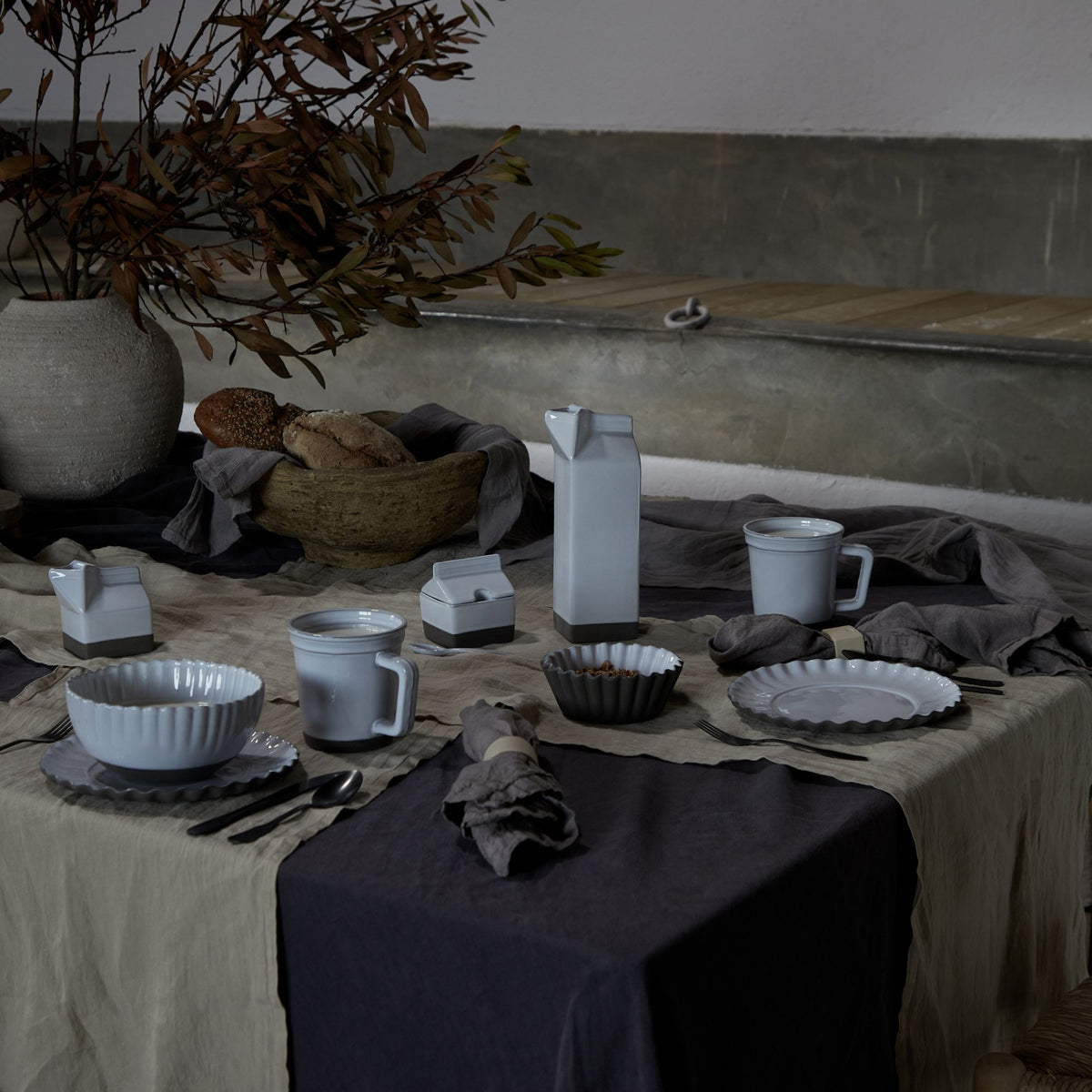 Maria Collection Napkins in Dusk Grey, Set of 4