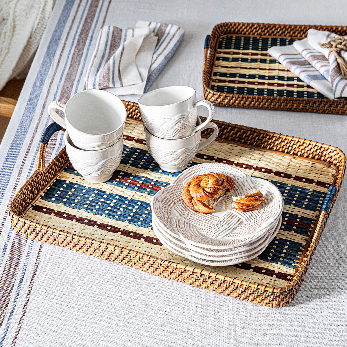Danish Stripe 21" Tray in Navy
