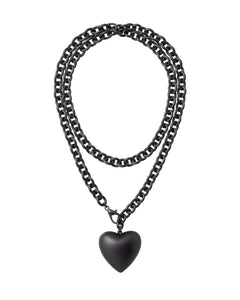 Black chain necklace with a heart pendant
