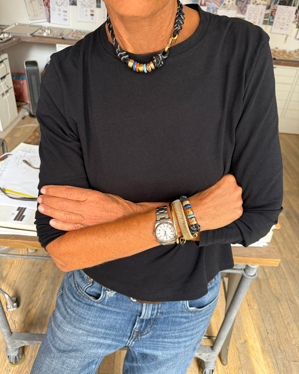 The Super Size Happy Cord Necklace in Black