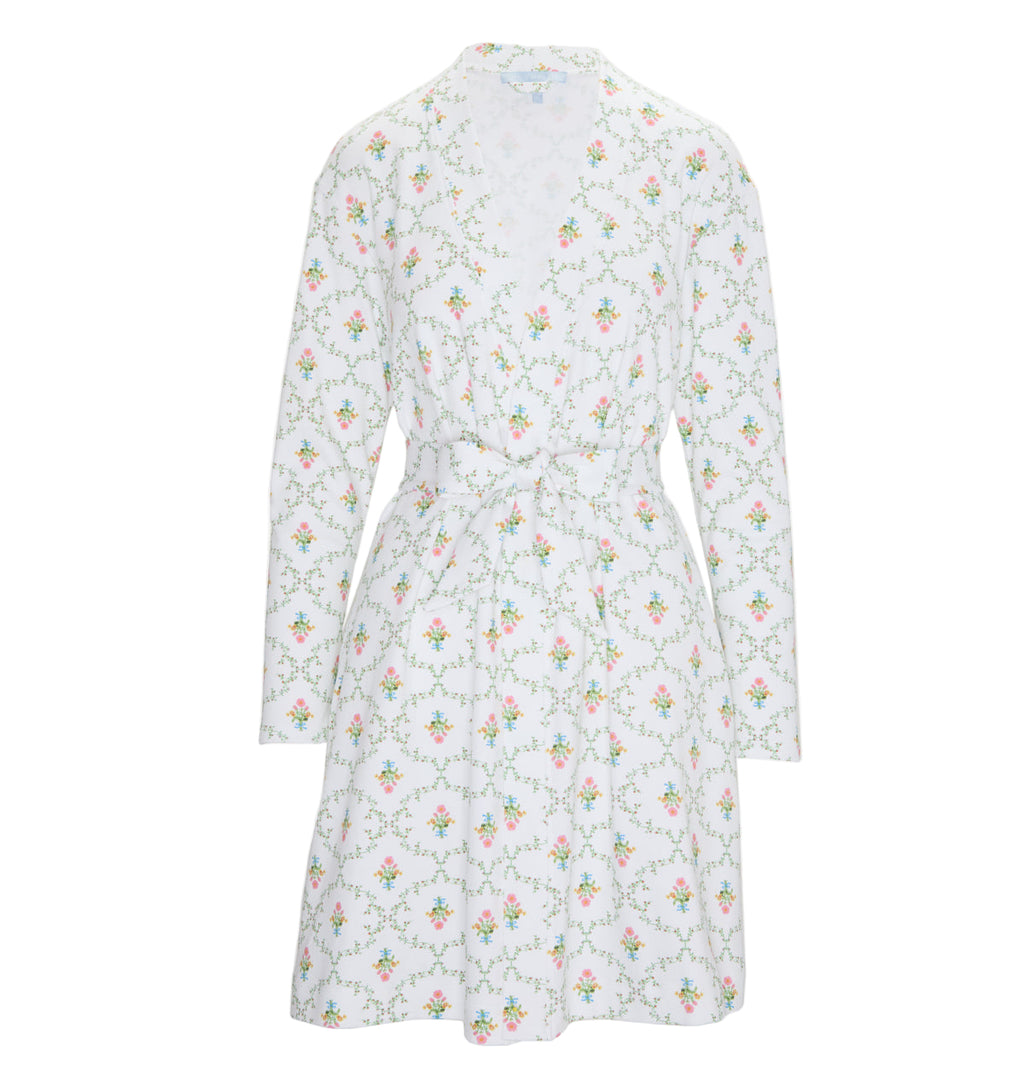 The Ivory Robe in Pastel Trellis