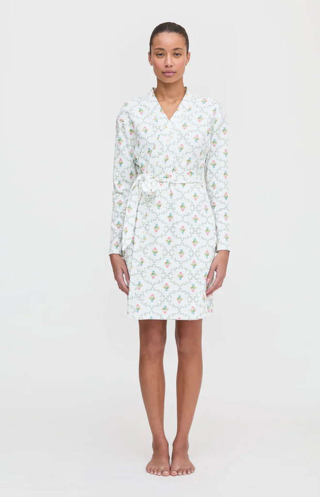 The Ivory Robe in Pastel Trellis
