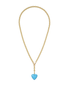The Mini Puffy Heart Necklace in Turquoise