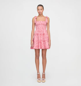The Ribbon Charlotte Nap Dress in Pink Palm Ikat