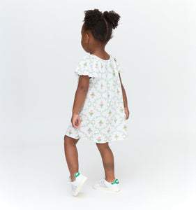 The Tiny Keira Dress in Pastel Trellis