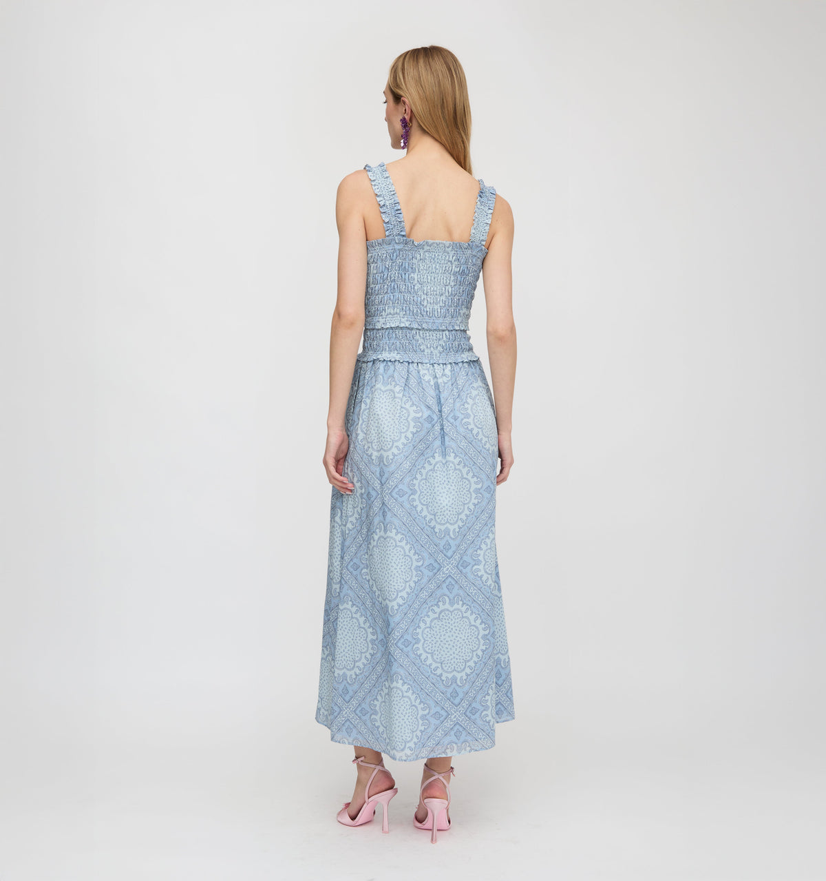 The Azalea Maxi Nap Dress in Dusty Blue Paisley Scarf