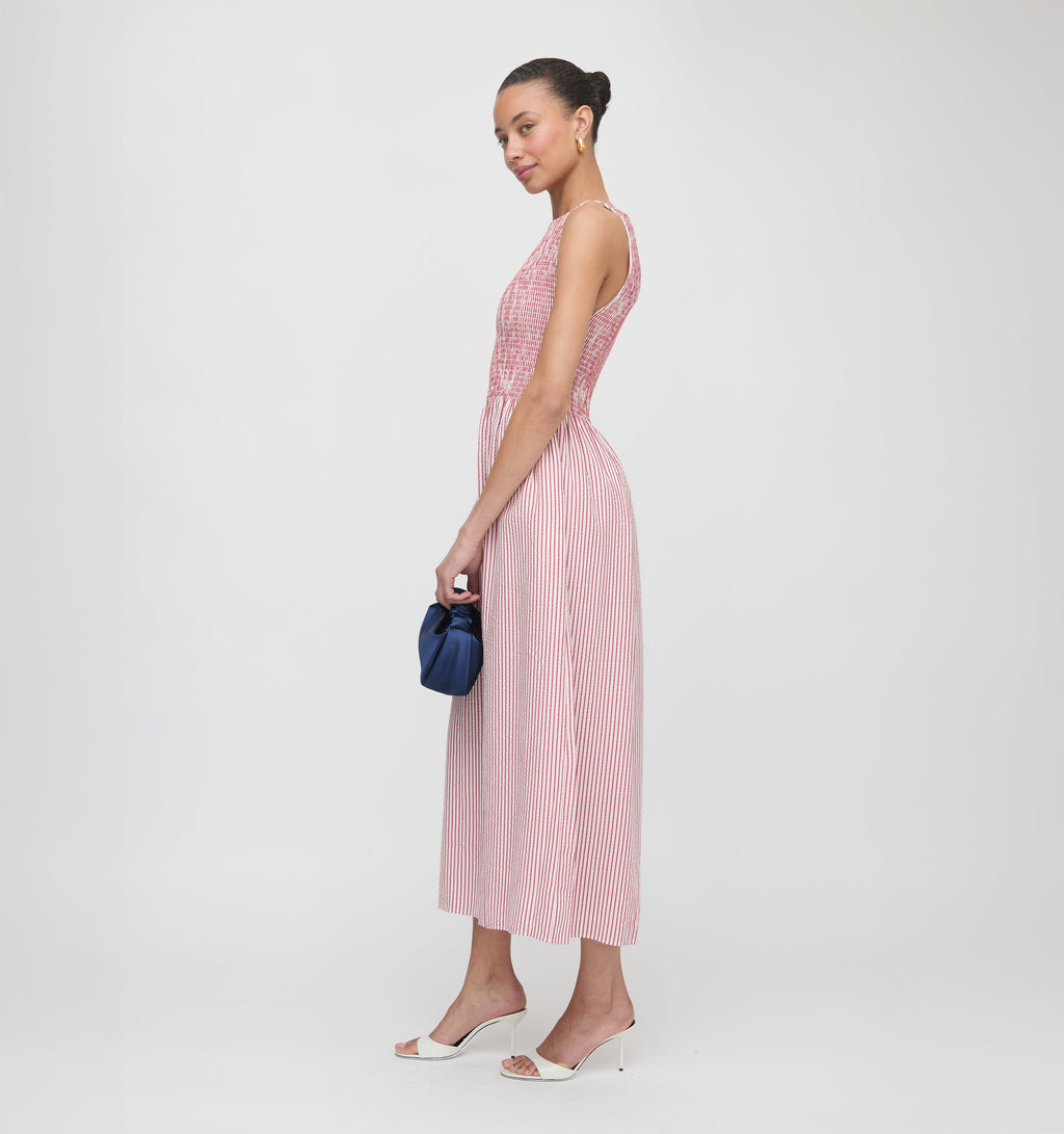 The Cosima Nap Dress in Red Ticking Stripe