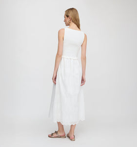 The Christina Nap Dress in White Trellis Broderie