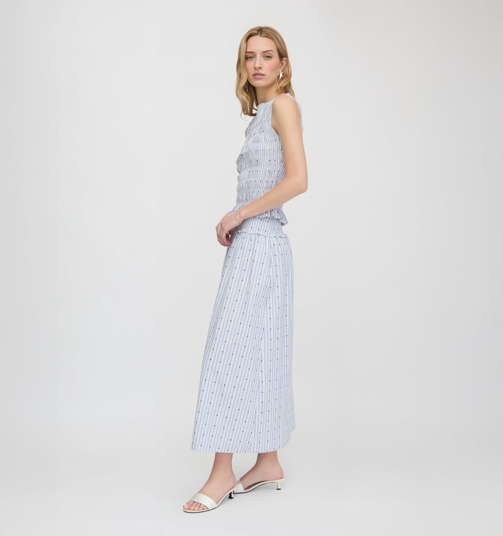 The Delphine Nap Skirt in Blue Swiss Dot