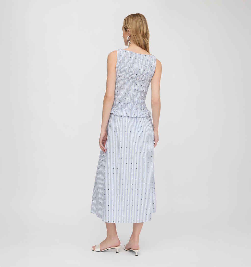 The Delphine Nap Skirt in Blue Swiss Dot