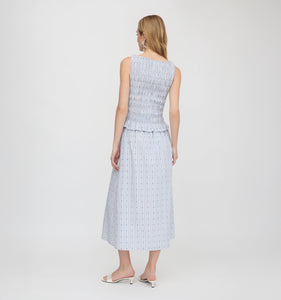 The Phoebe Nap Top in Blue Swiss Dot