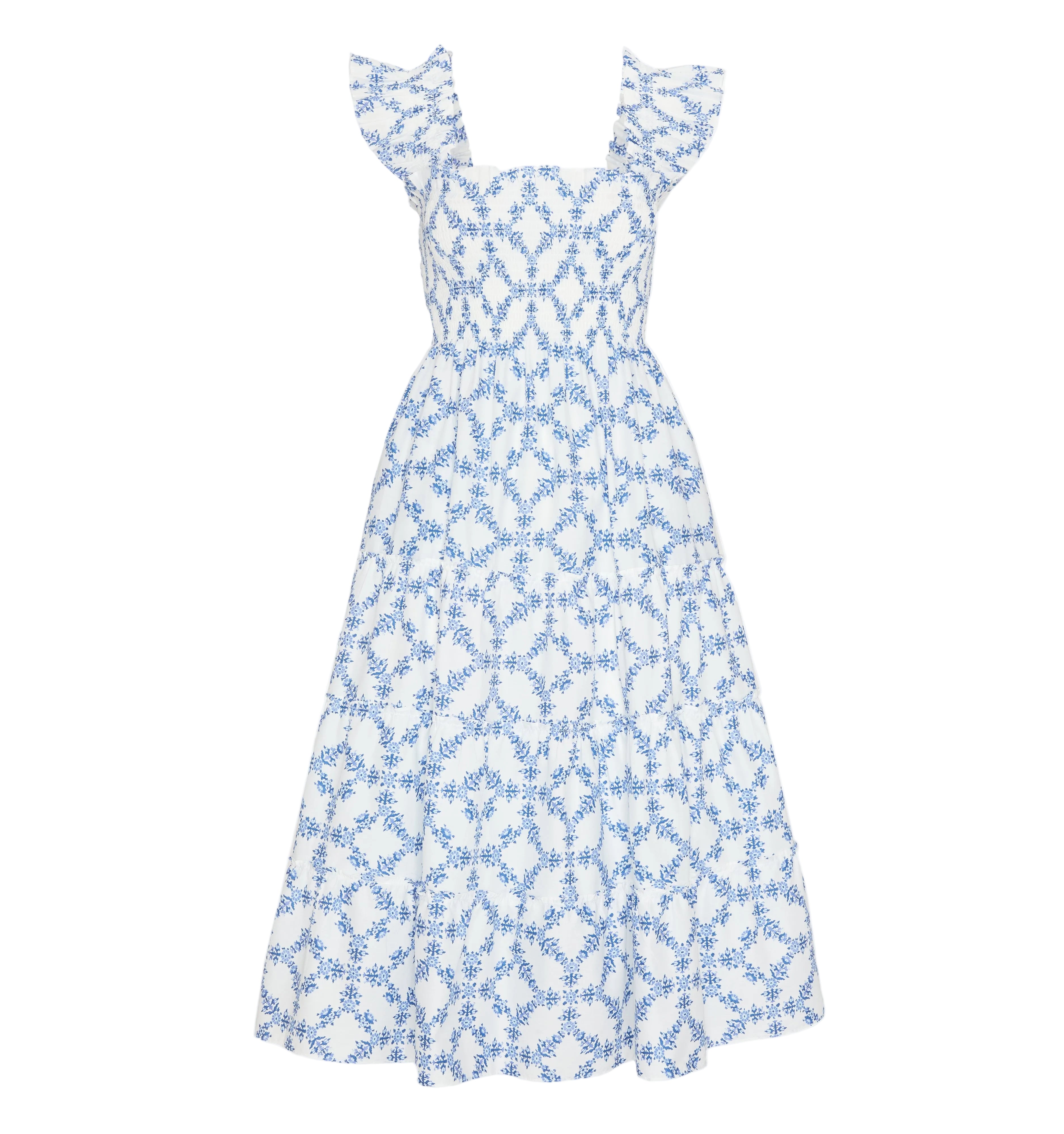 The Ellie Nap Dress in Blue Marigold Block