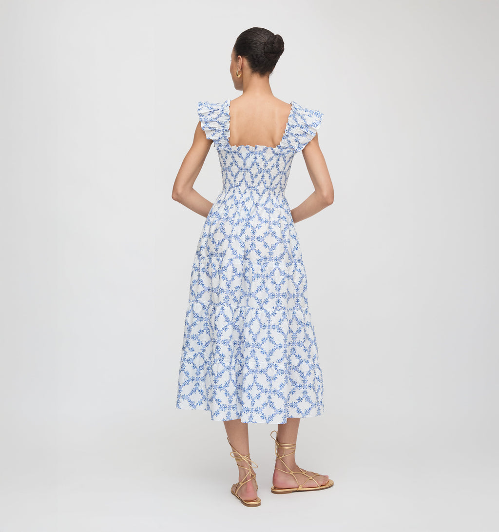 The Ellie Nap Dress in Blue Marigold Block
