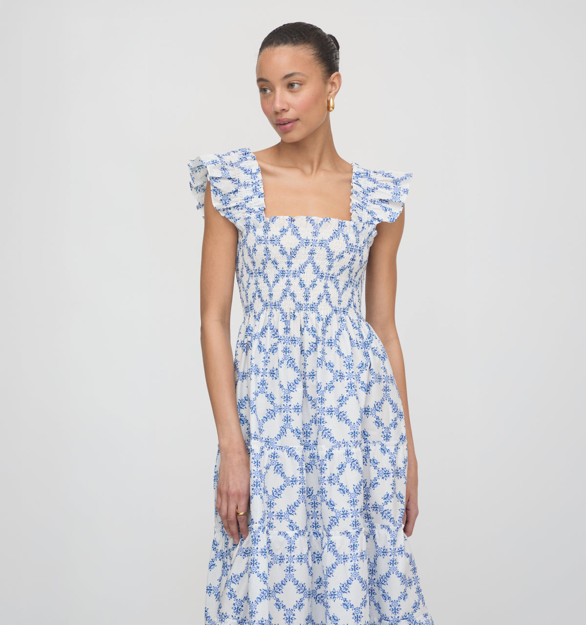 The Ellie Nap Dress in Blue Marigold Block