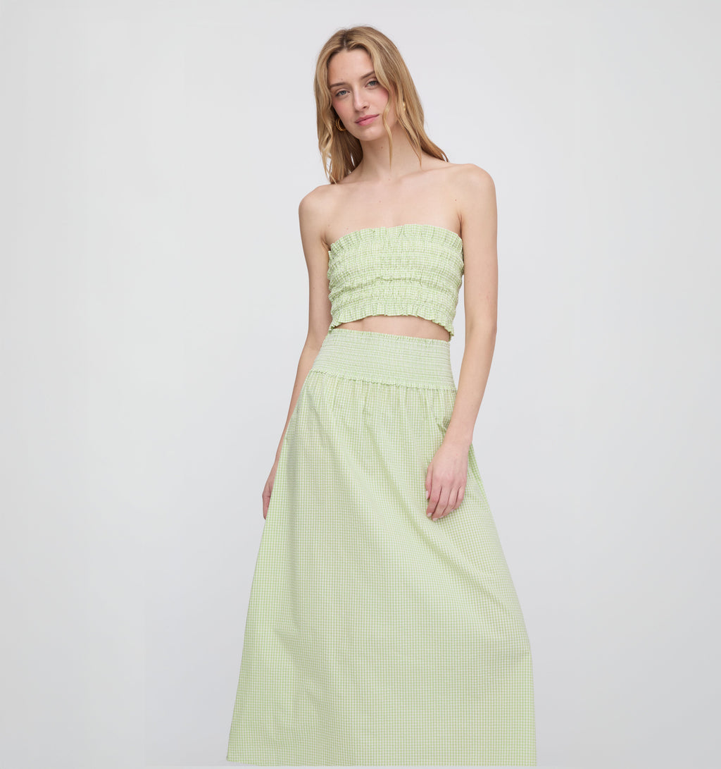 The Delphine Nap Skirt in Lime Gingham