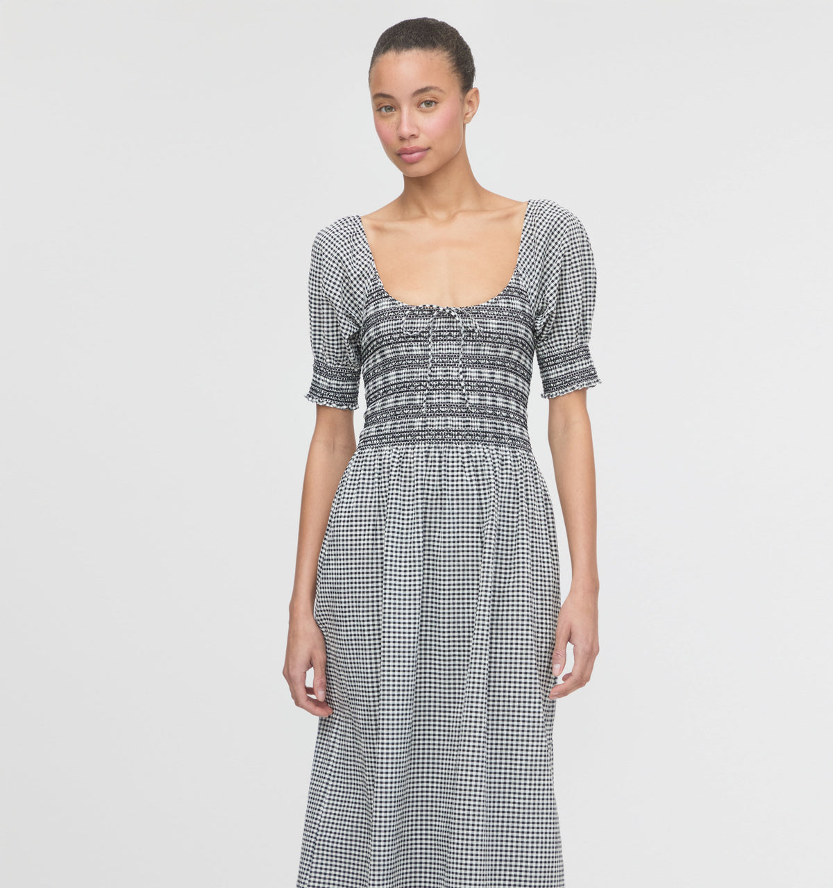 The Madeline Nap Dress in Black & Sand Gingham