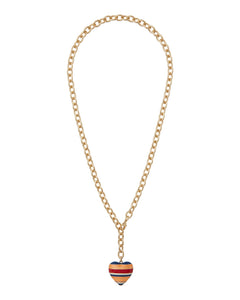 The Striped Puffy Heart Necklace
