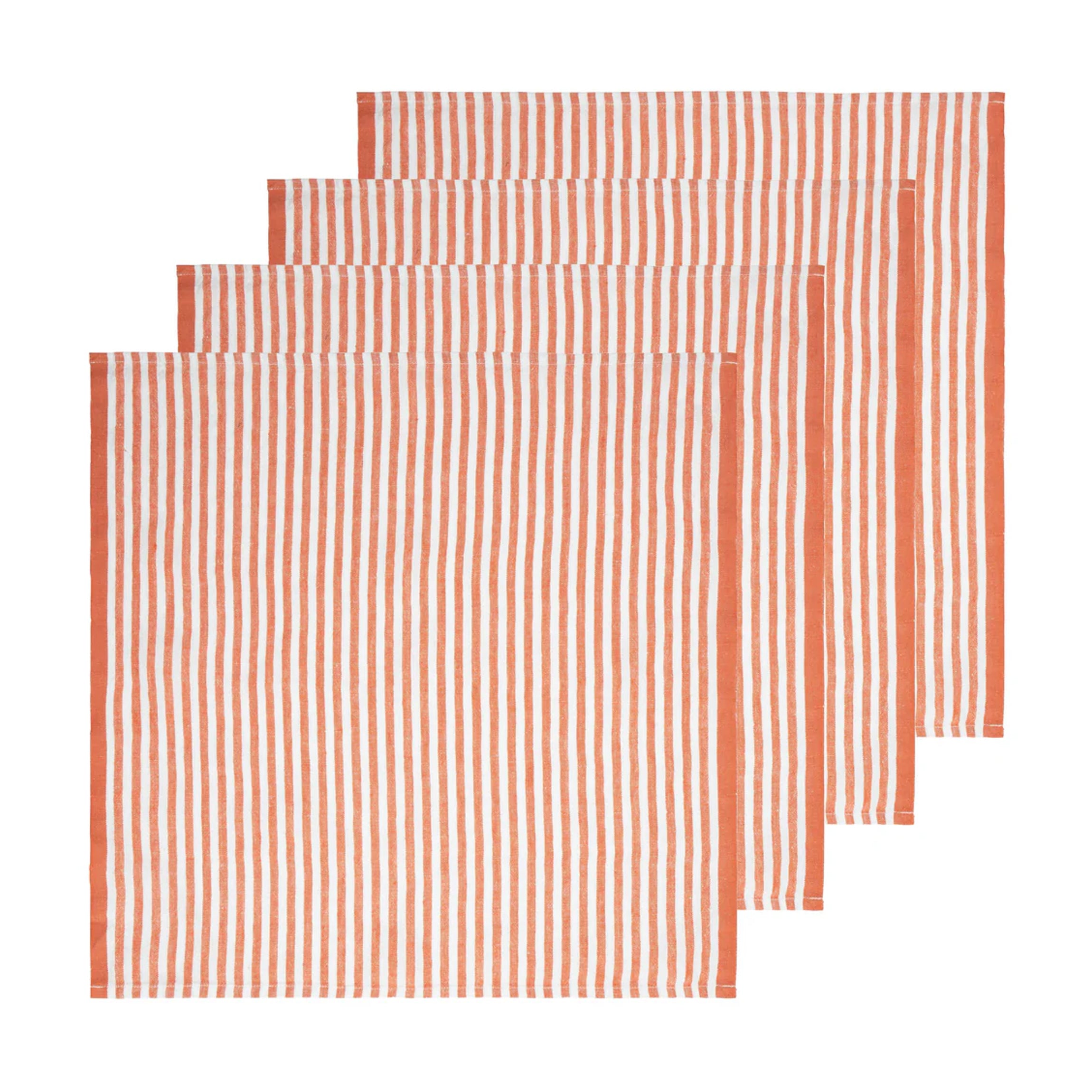 Ticking Stripe Napkin in Clementine, Set of 4