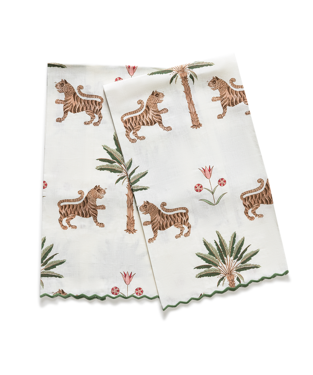 Matouk Schumacher Tiger Palm Guest Towels, Set of 2