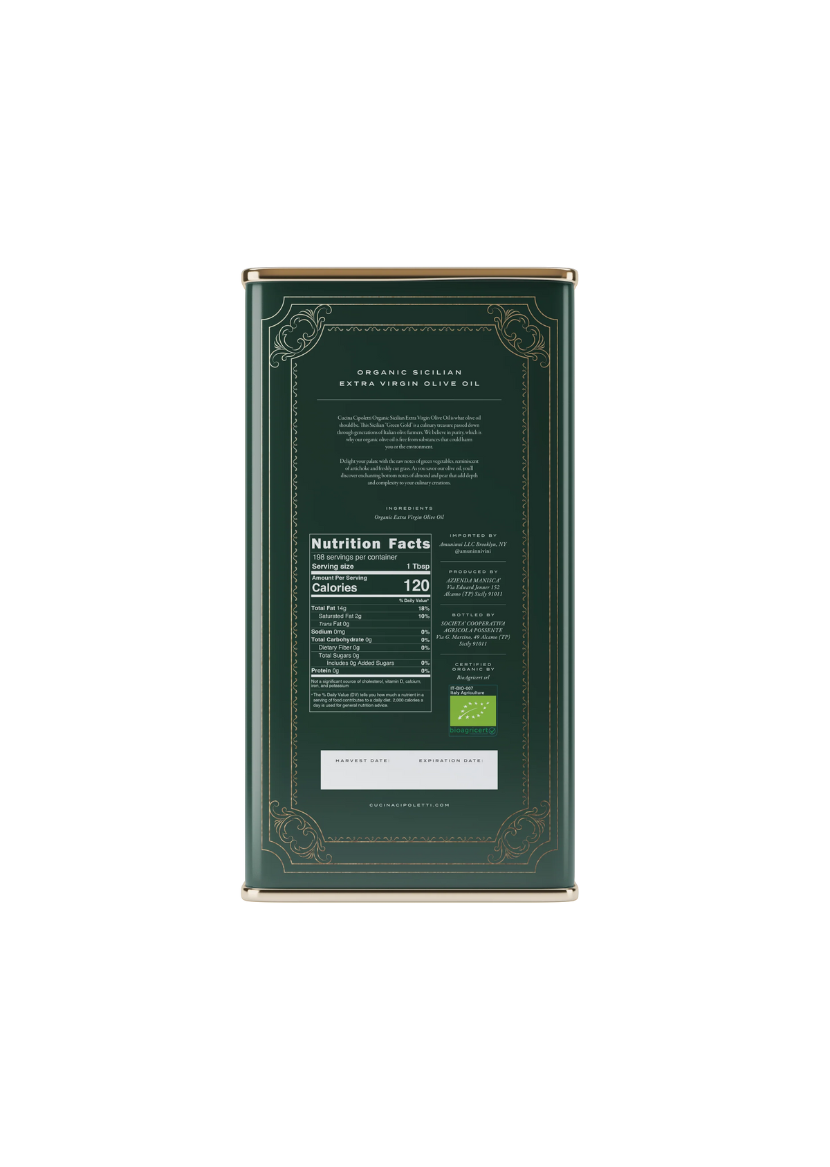 Organic Extra Virgin Olive Oil Tin