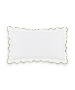 Rebecca Udall Alexandra Scalloped Wavy Bed Linen, Sage Green Flat Pillow