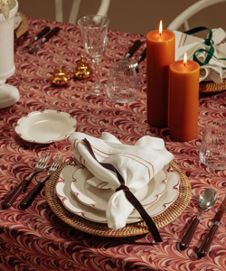 Marble Linen Tablecloth in Pink