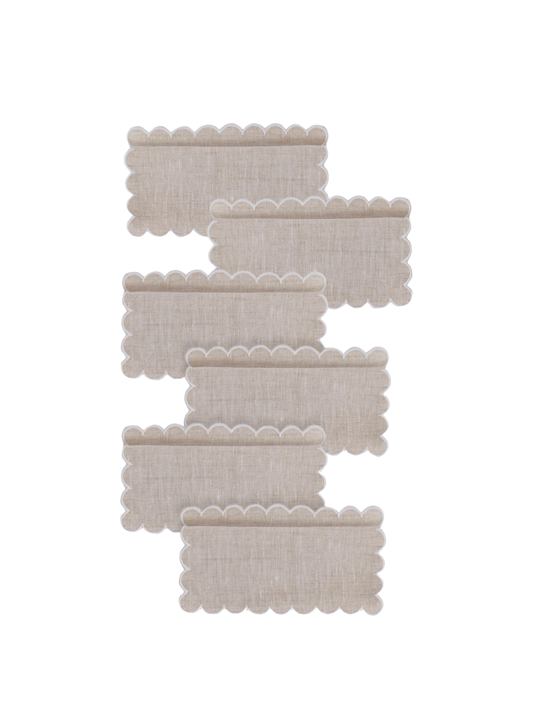 Bilbao Cocktail Napkins in Beige with White, Set of 6
