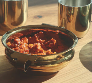 Indian Handi Serving Bowl in Brass Colored Stainless Steel