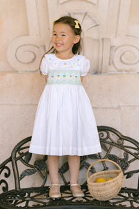 Victoria White Mint Smocked Dress