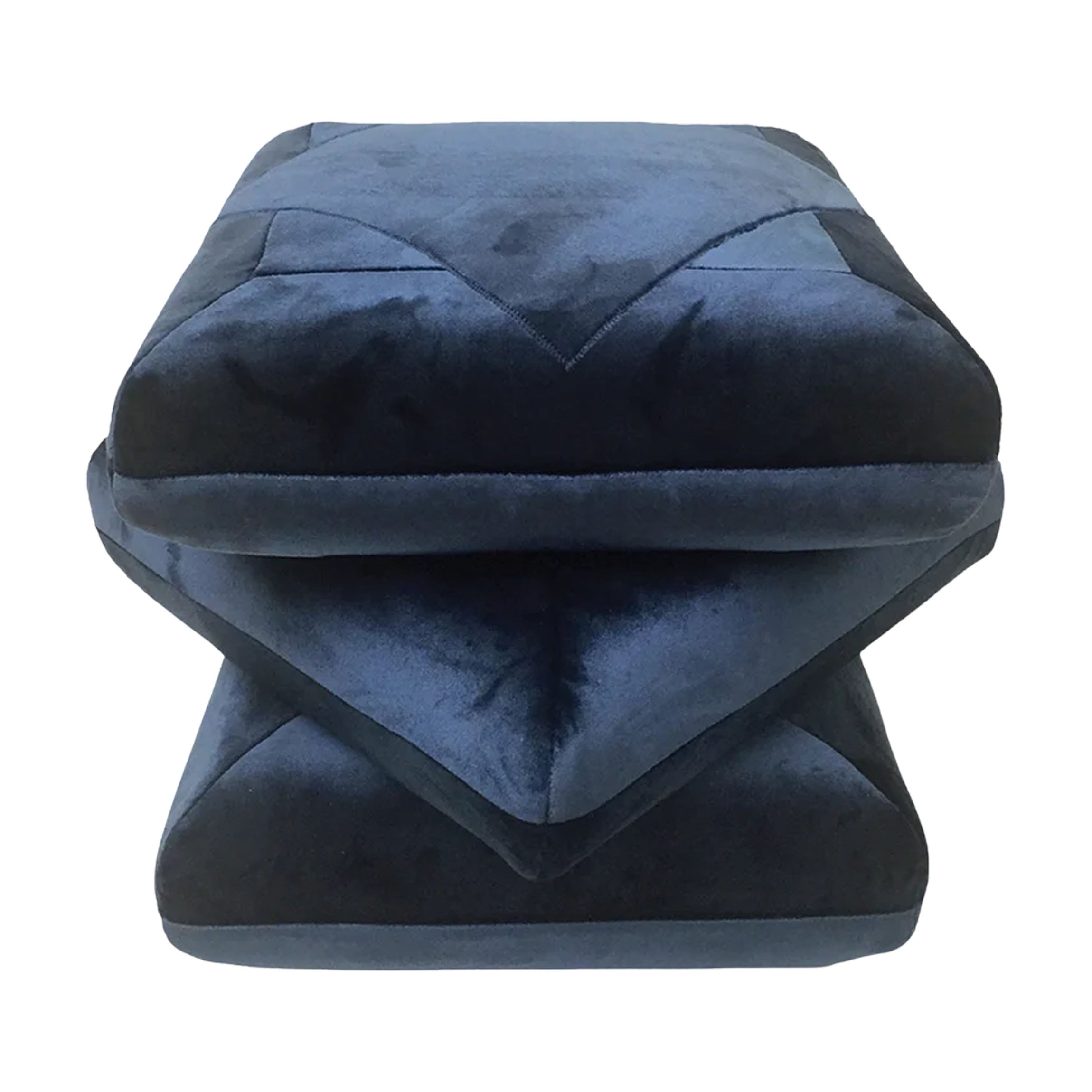 Velvet Pouf in Navy
