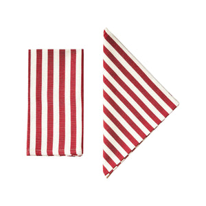 Vera Stripe Napkins in Red, Set of 2