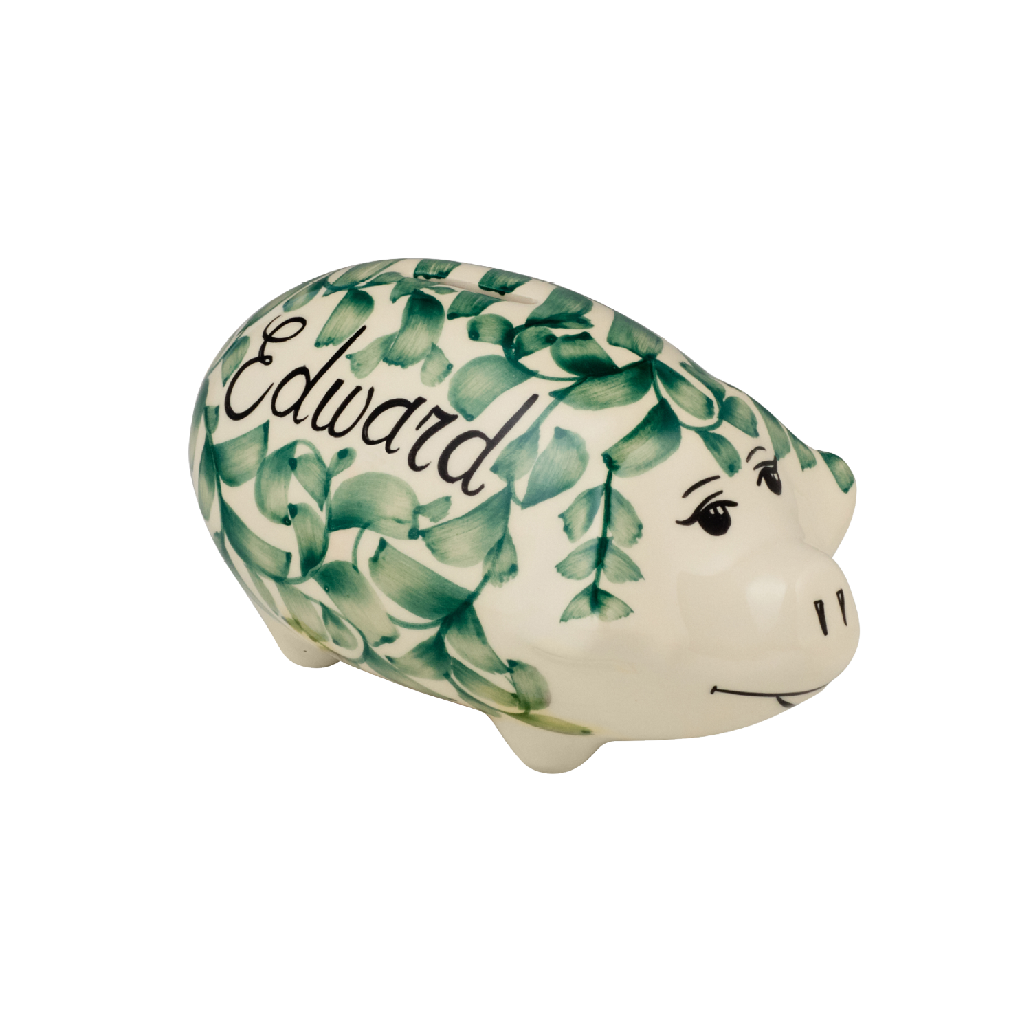 Personalized Green Piggy Bank
