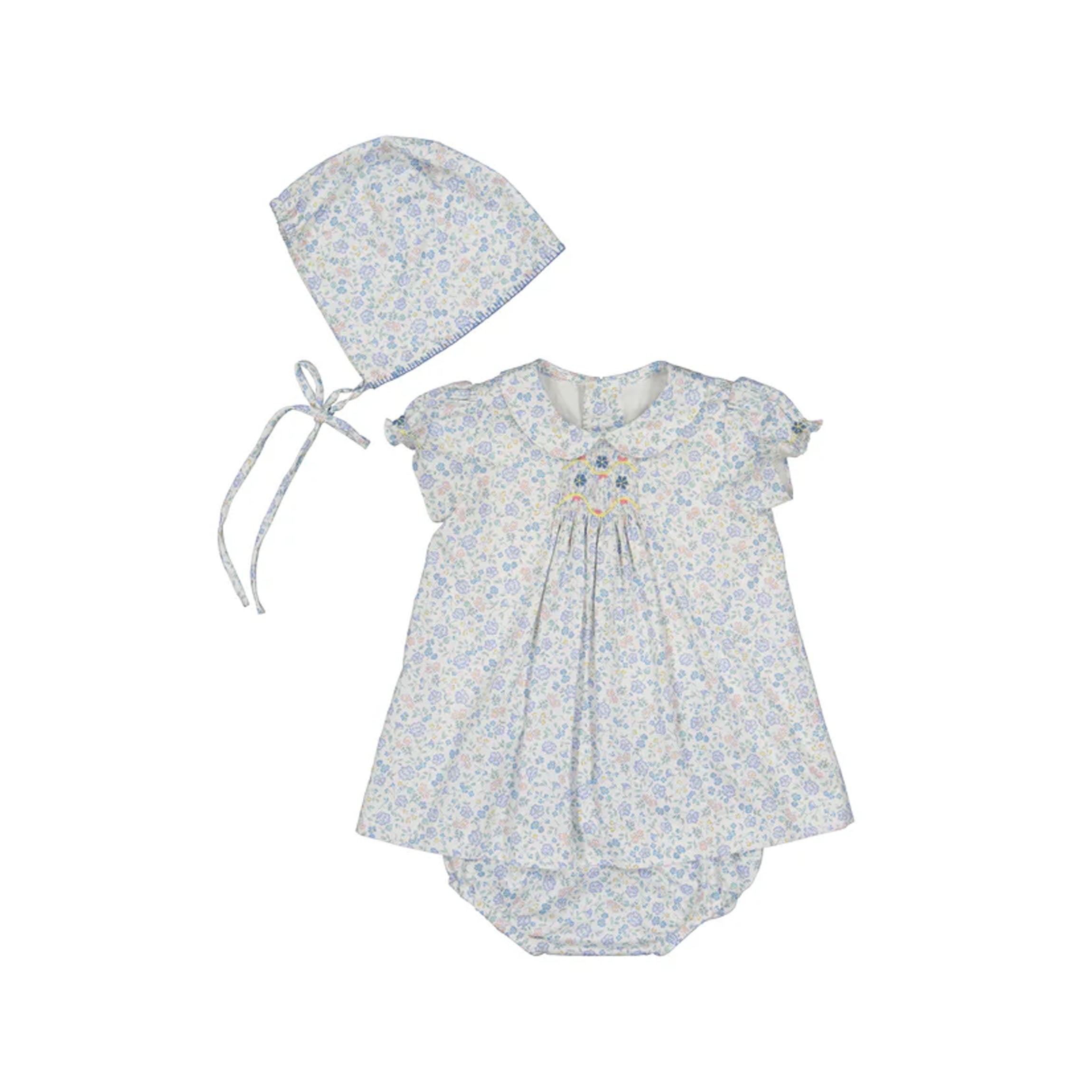 Violette Floral Blue Short Puff Baby Set