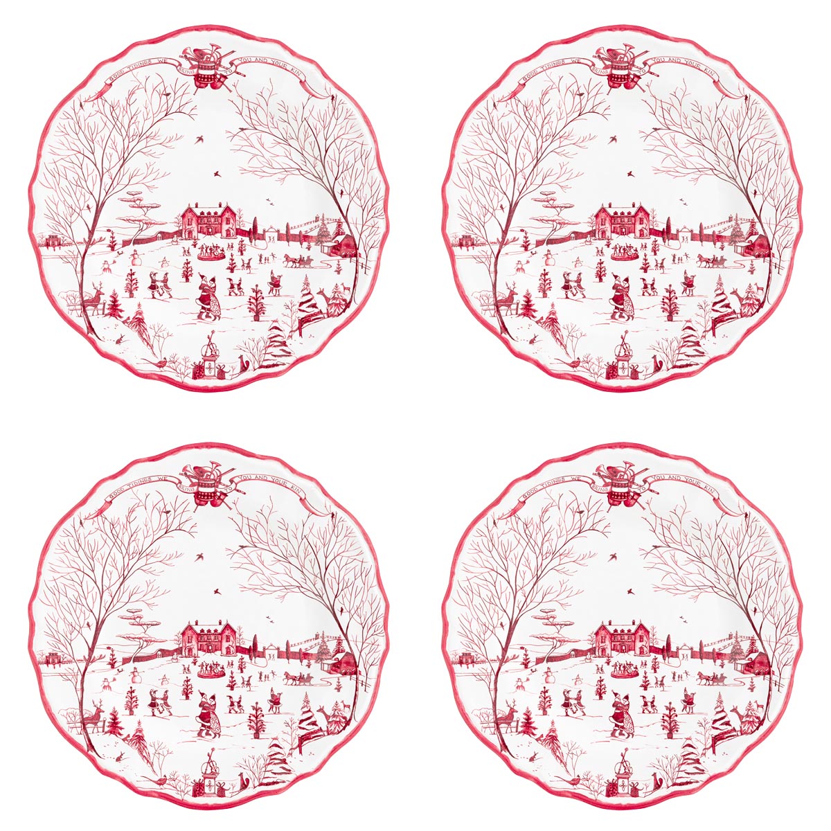 Winter Frolic Melamine Dinner, Set of 4