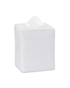 A white linen tissue box cover