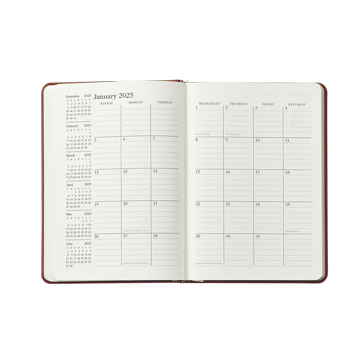 2026 Weekly Notebook in Beechwood Pebble Grain Leather