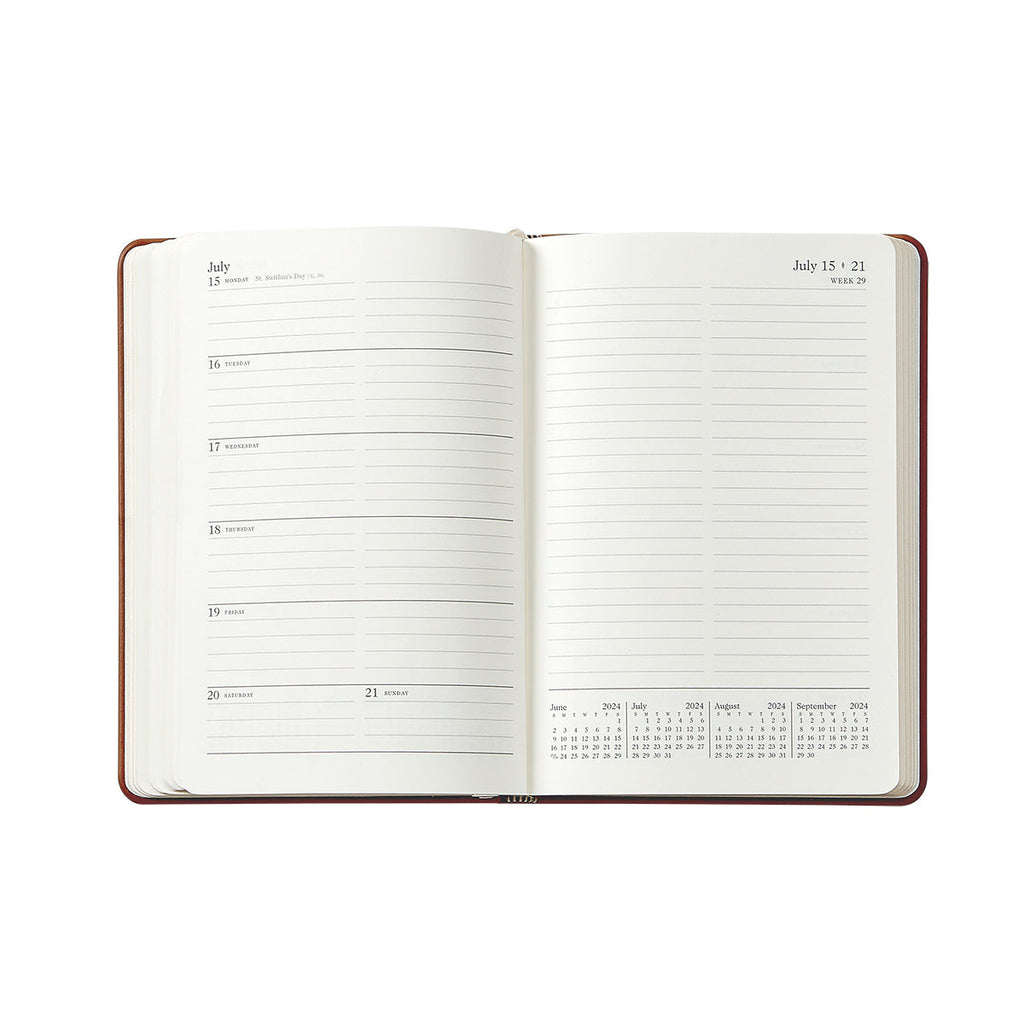 2026 Weekly Notebook in Brown Traditional Leather