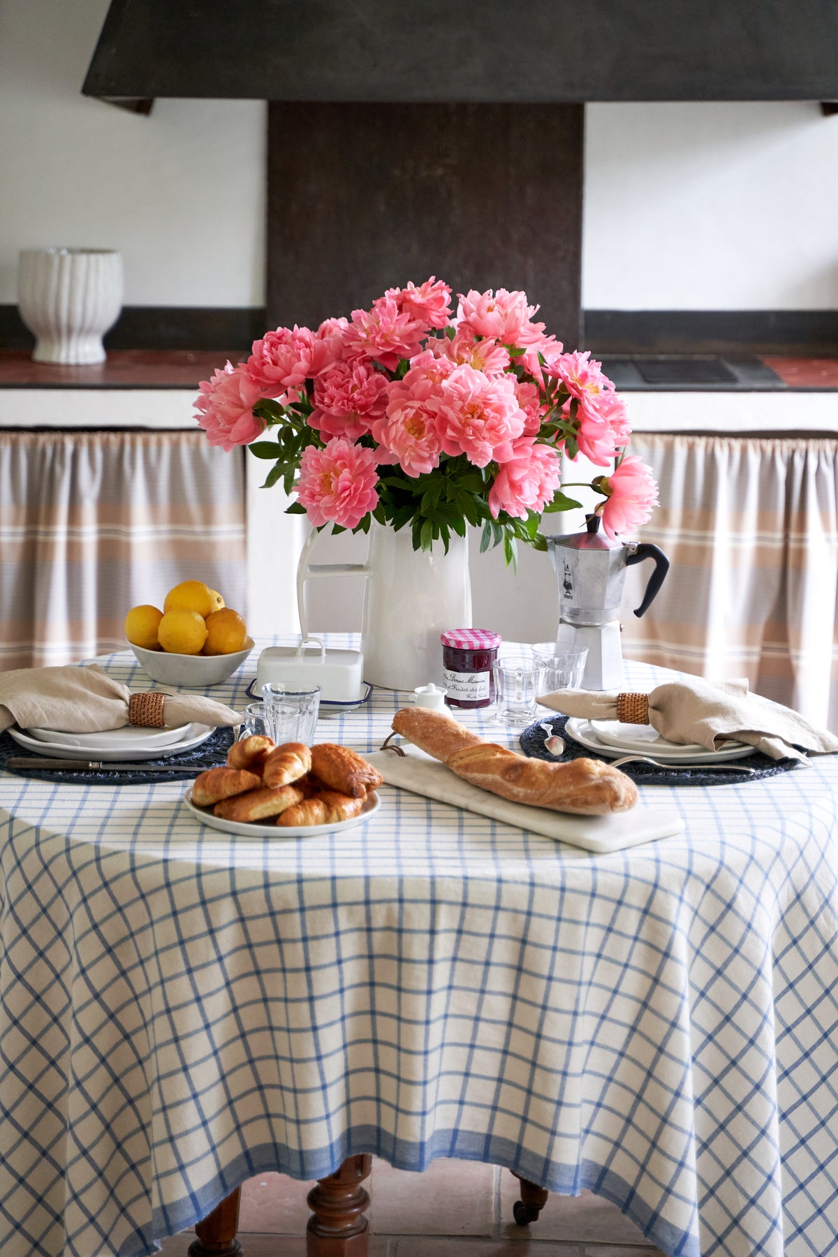 Windowpane 60x60 Tablecloth in Blue & Natural
