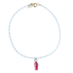 White Beaded Fish Necklace