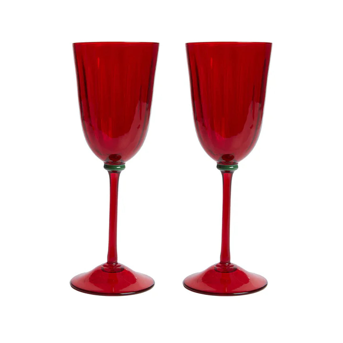 Wine Rainbow Glasses in Red, Set of 2