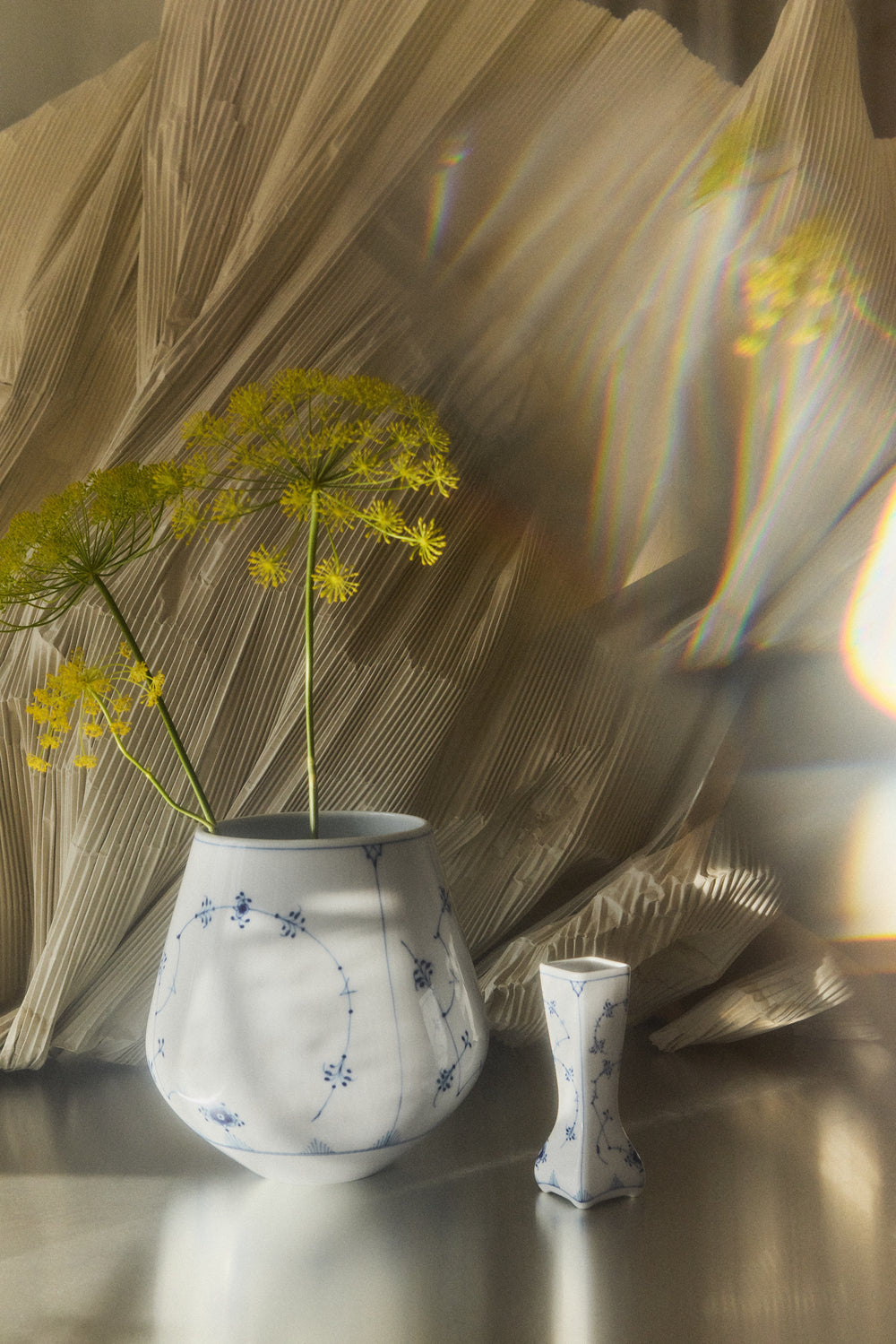 Blue Fluted Plain Vase 8"