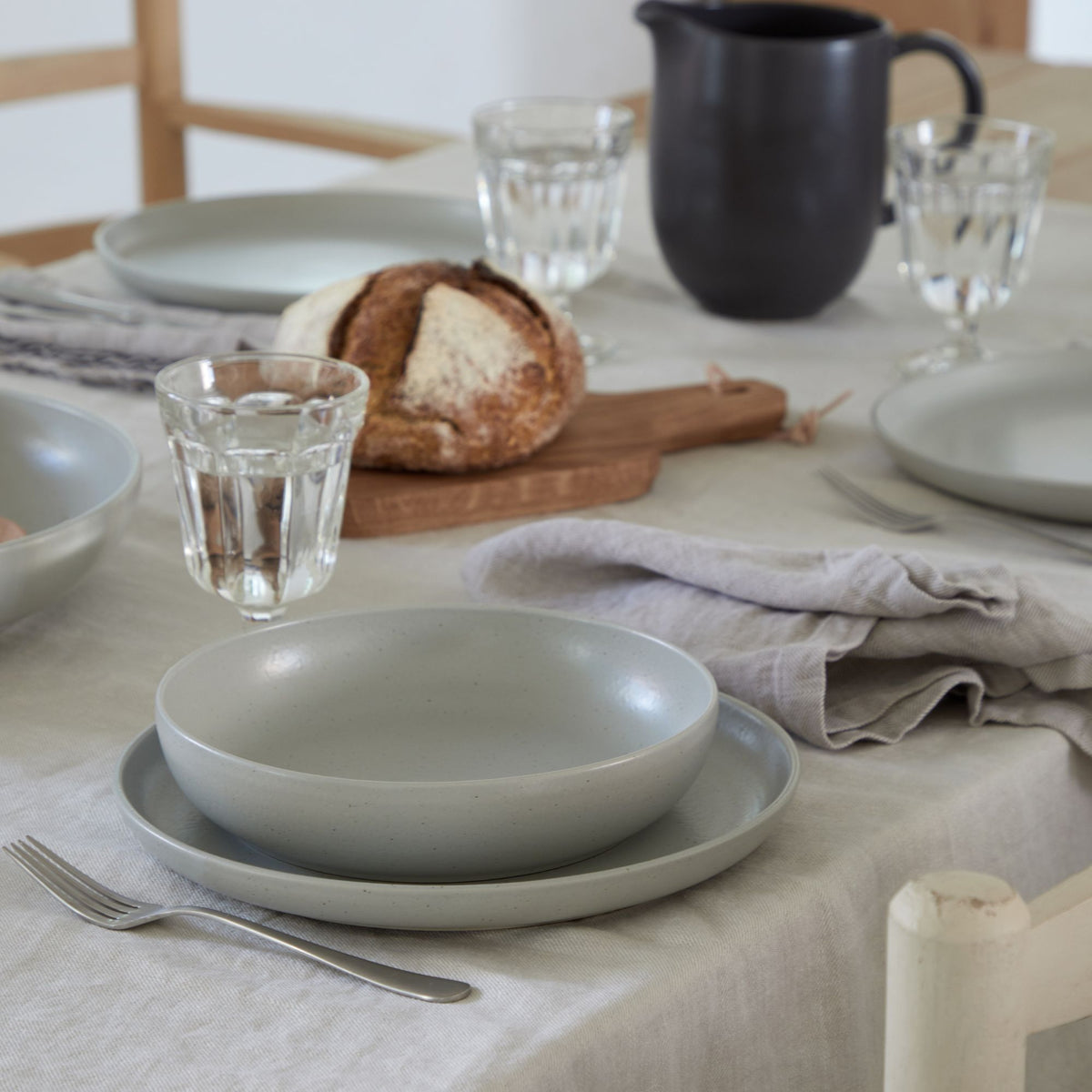 Pacifica Collection Pasta Bowls in Oyster Grey, Set of 6