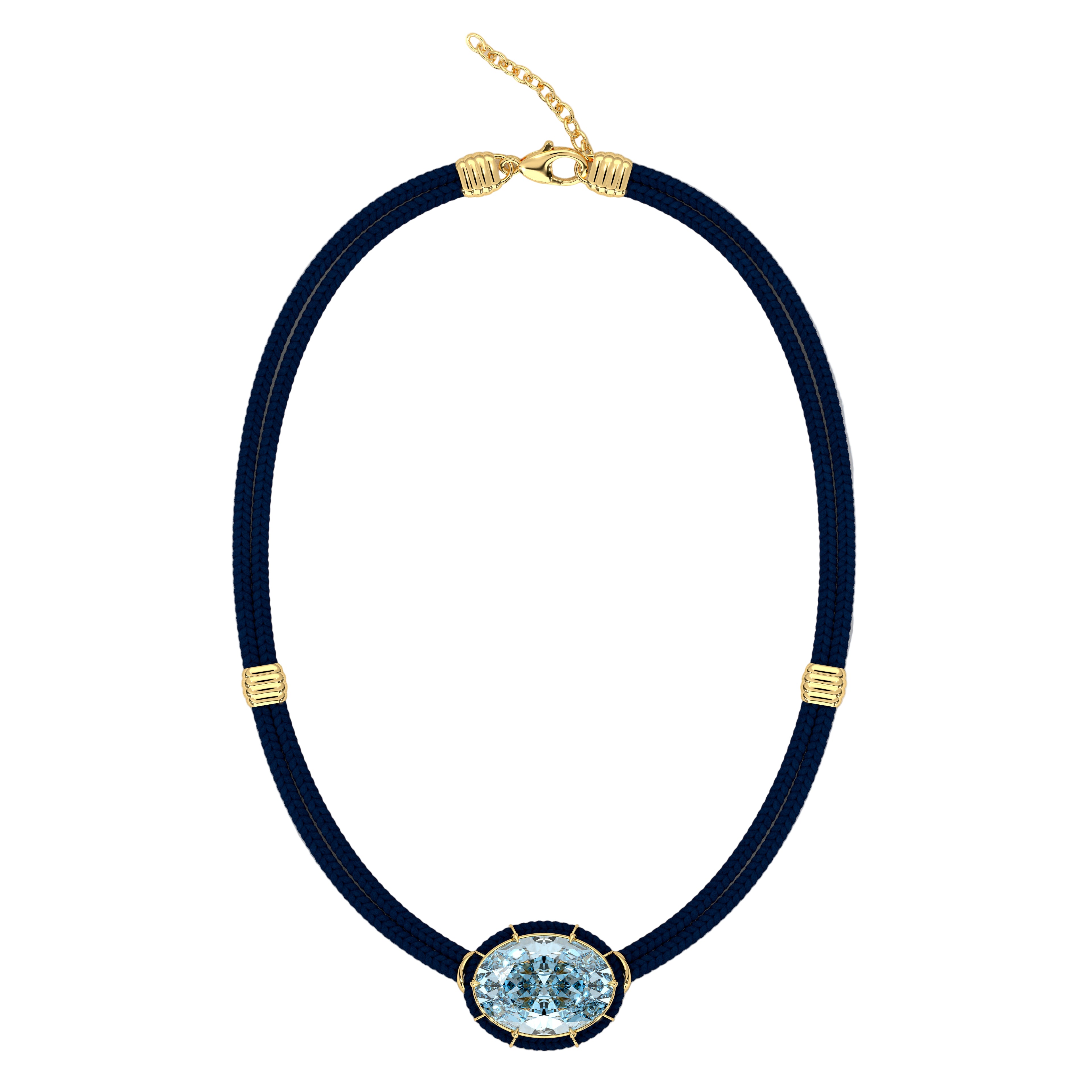 Blue Topaz Silk Cord Pendant, Navy Blue Cord