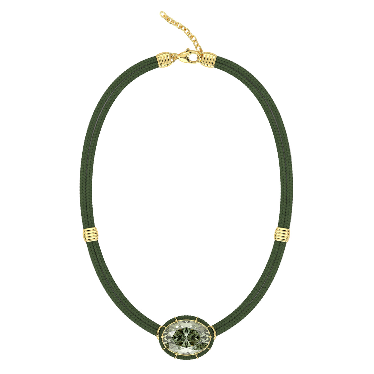 Green Amethyst Silk Cord Pendant, Green Cord