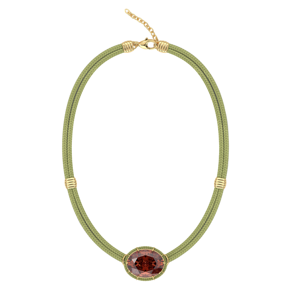 Madeira Garnet Silk Cord Pendant, Lime Green Cord