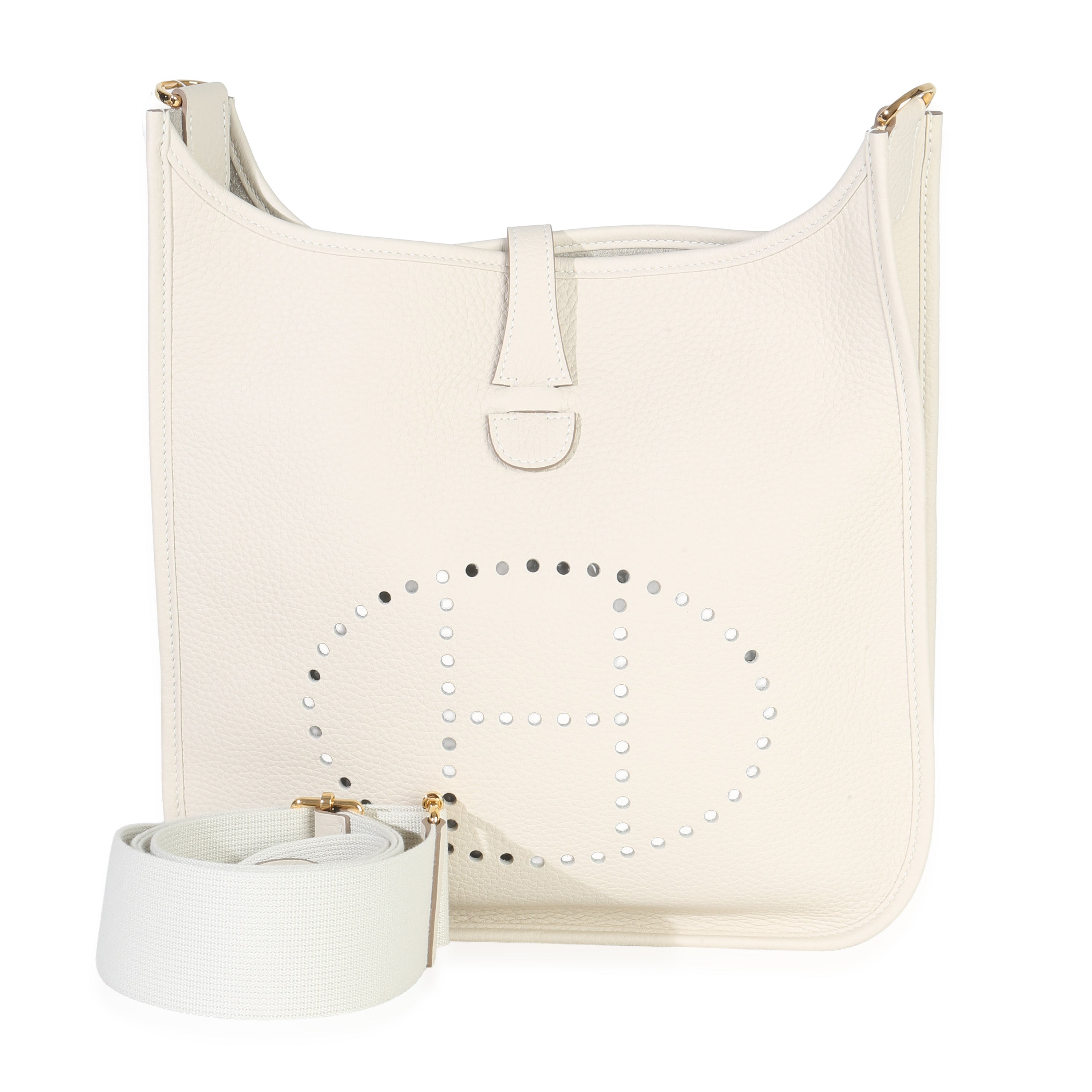 Hermès Craie Clemence Evelyne III PM GHW Handbag fv
